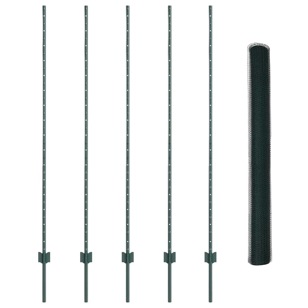 Hatszögletű kerítés oszlopokkal 10 x 1,6 m PVC-bevonatos acél