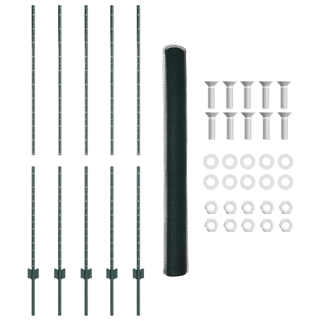 Hatszögletű kerítés oszlopokkal 10 x 1,6 m PVC-bevonatos acél