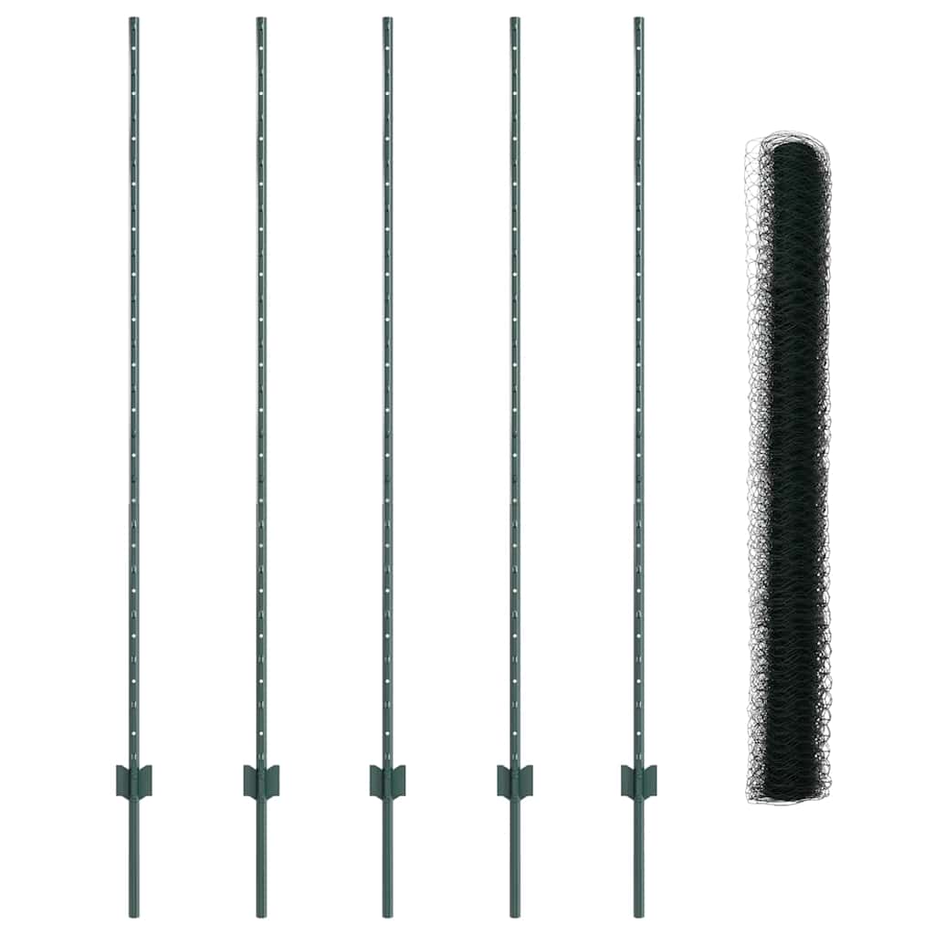 Hatszögletű kerítés oszlopokkal 10 x 1,6 m PVC-bevonatos acél