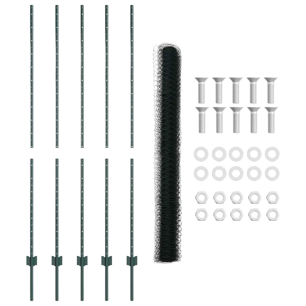 Hatszögletű kerítés oszlopokkal 10 x 1,6 m PVC-bevonatos acél