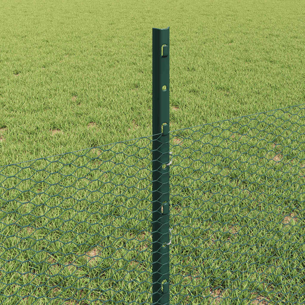 Hatszögletű kerítés oszlopokkal 25 x 0,5 m PVC-bevonatos acél