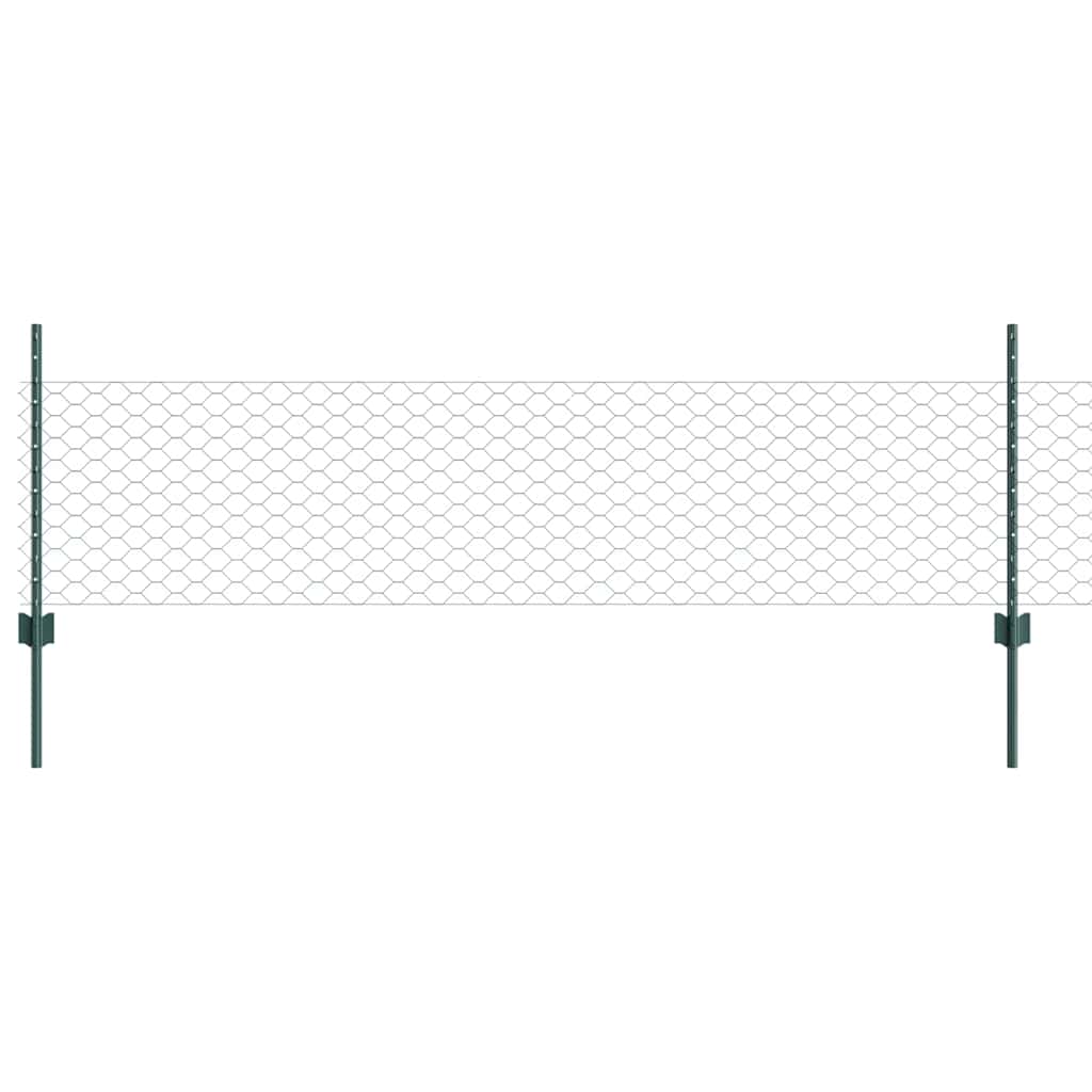 Hatszögletű kerítés oszlopokkal 25 x 0,5 m PVC-bevonatos acél