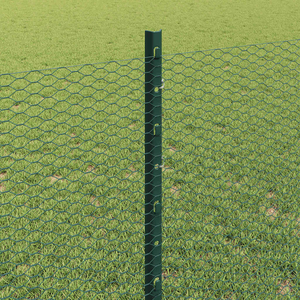Hatszögletű kerítés oszlopokkal 25 x 0,8 m PVC-bevonatos acél