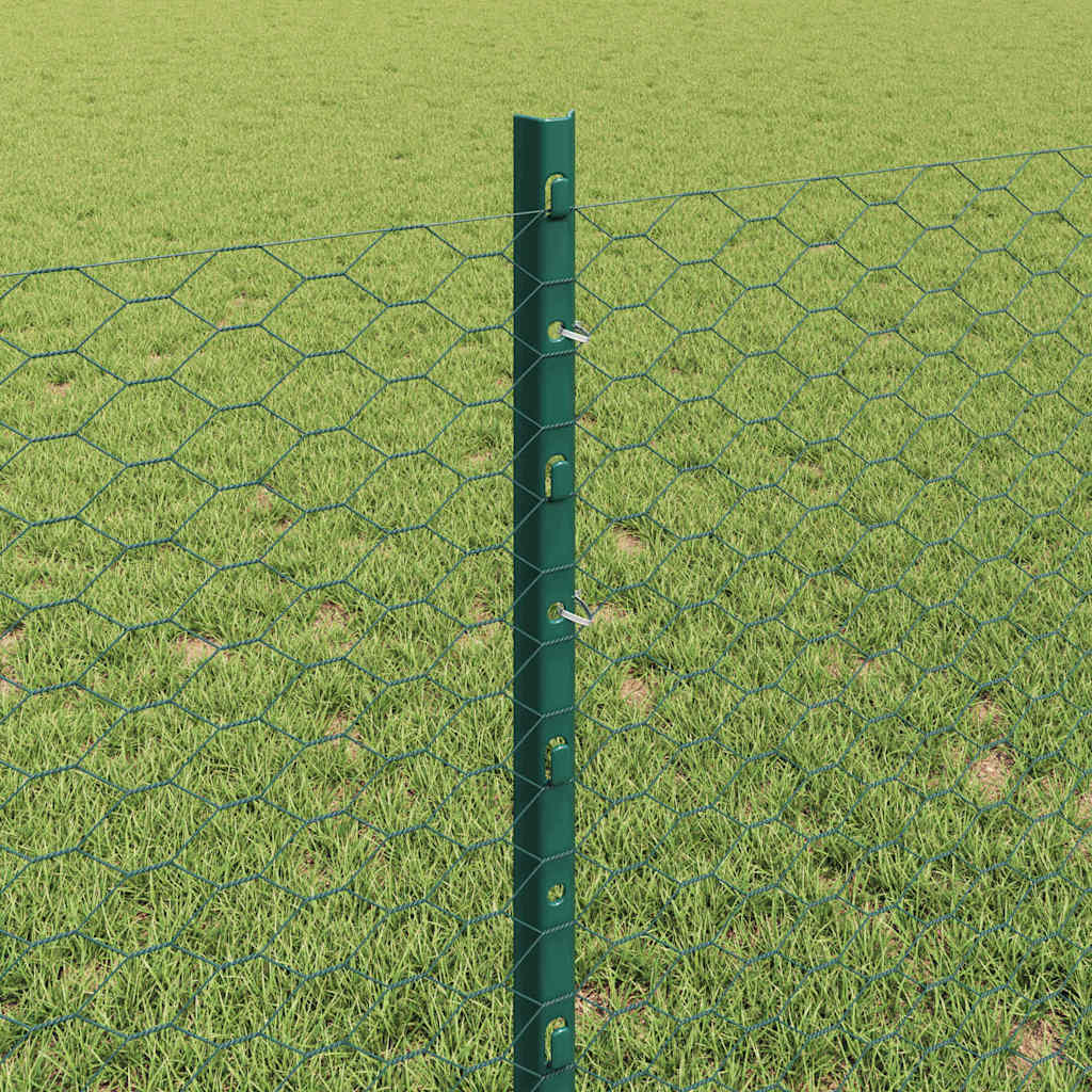 Hatszögletű kerítés oszlopokkal 25 x 0,8 m PVC-bevonatos acél