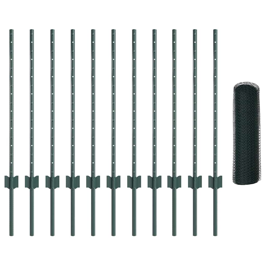 Hatszögletű kerítés oszlopokkal 25 x 0,8 m PVC-bevonatos acél