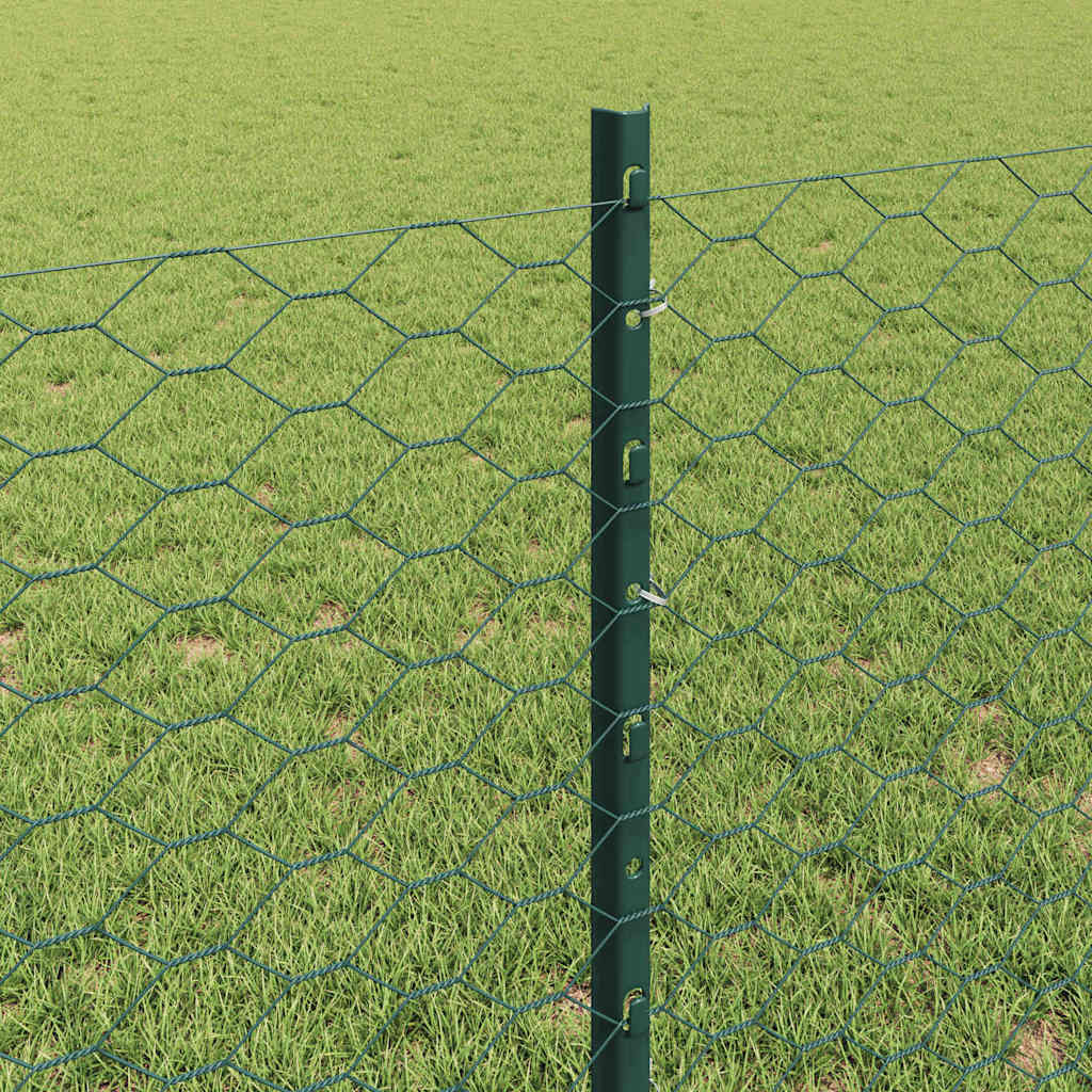 Hatszögletű kerítés oszlopokkal 25 x 0,8 m PVC-bevonatos acél