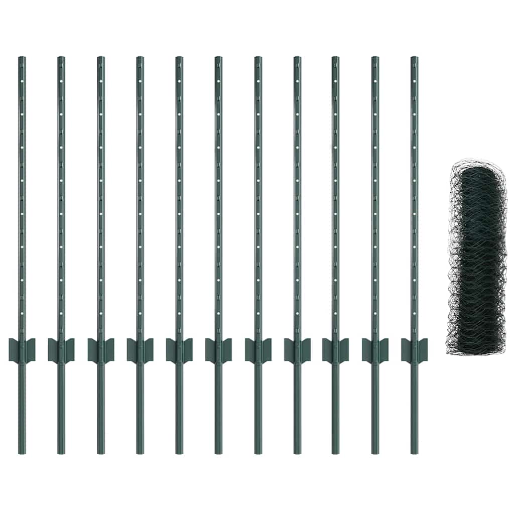 Hatszögletű kerítés oszlopokkal 25 x 0,8 m PVC-bevonatos acél