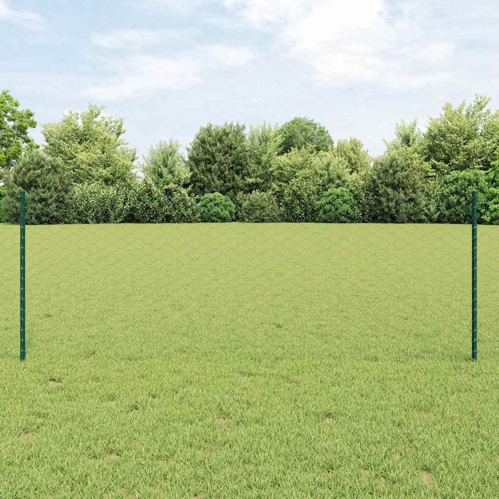Hatszögletű kerítés oszlopokkal 25 x 0,8 m PVC-bevonatos acél