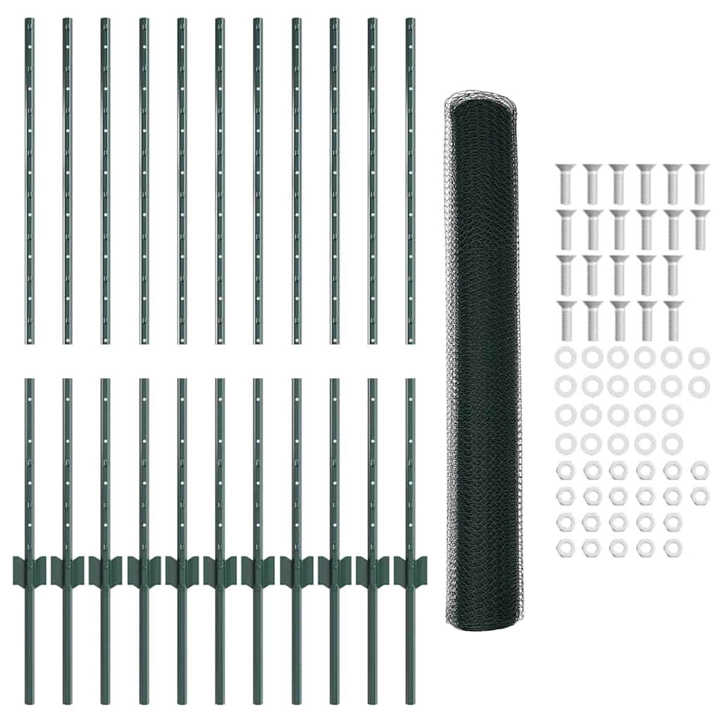 Hatszögletű kerítés oszlopokkal 25 x 1 m PVC-bevonatos acél