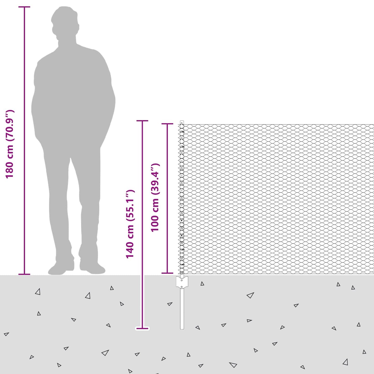 Hatszögletű kerítés oszlopokkal 25 x 1 m PVC-bevonatos acél
