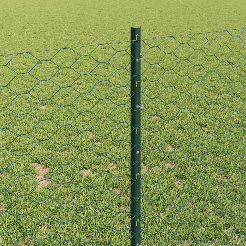 Hatszögletű kerítés oszlopokkal 25 x 1 m PVC-bevonatos acél