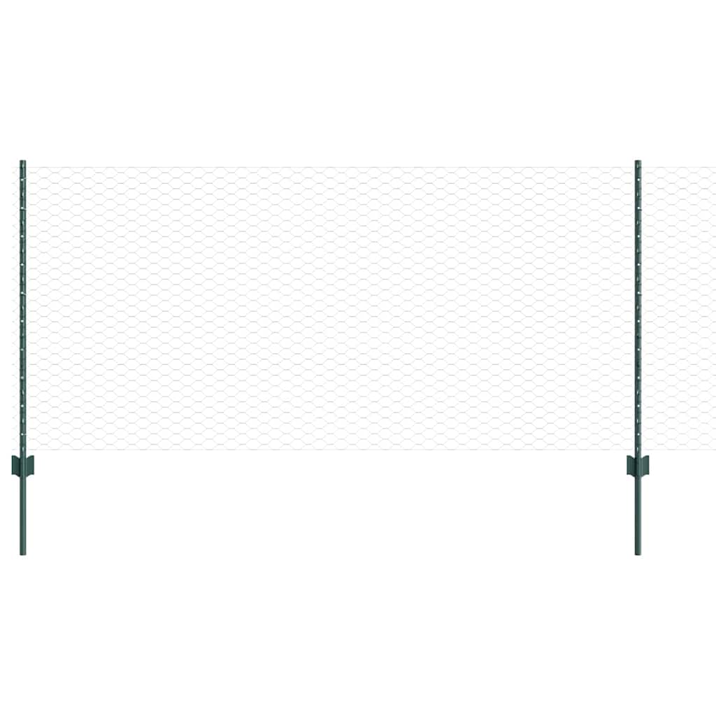 Hatszögletű kerítés oszlopokkal 25 x 1 m PVC-bevonatos acél