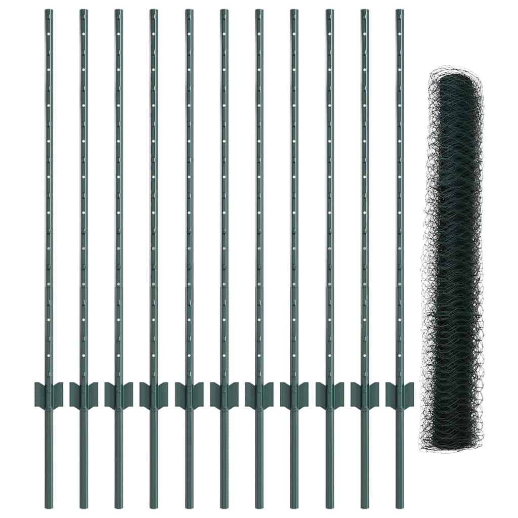 Hatszögletű kerítés oszlopokkal 25 x 1 m PVC-bevonatos acél