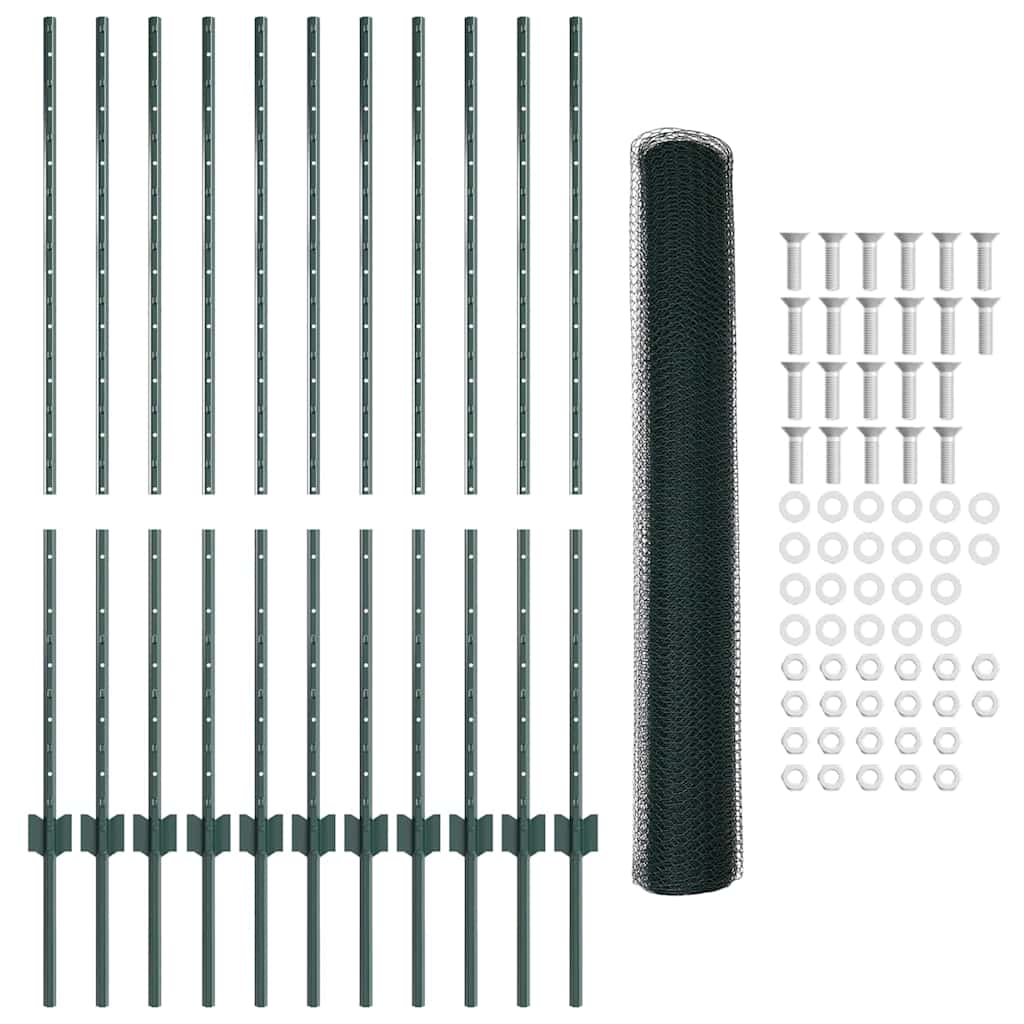 Hatszögletű kerítés oszlopokkal 25 x 1,2 m PVC-bevonatos acél