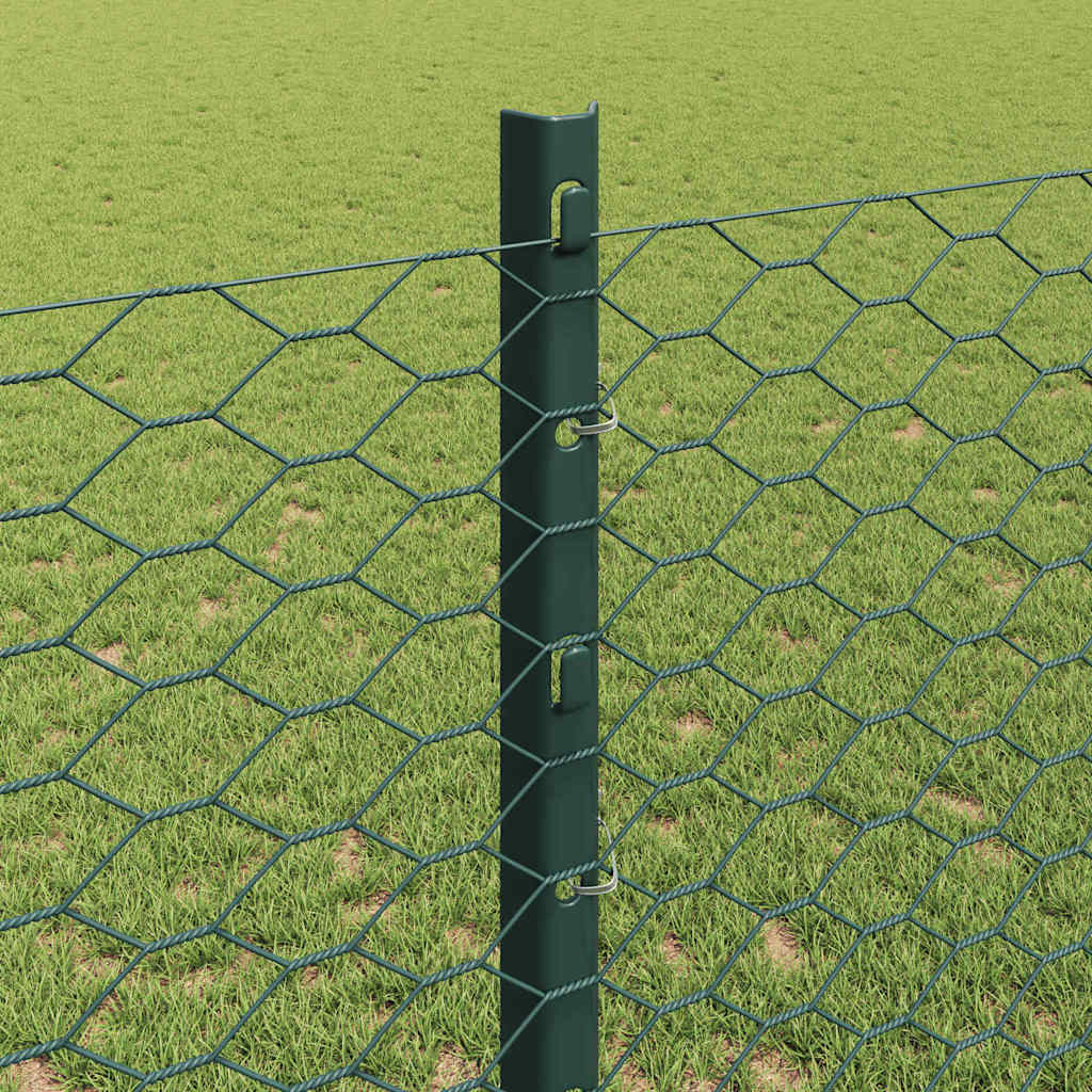 Hatszögletű kerítés oszlopokkal 25 x 1,2 m PVC-bevonatos acél
