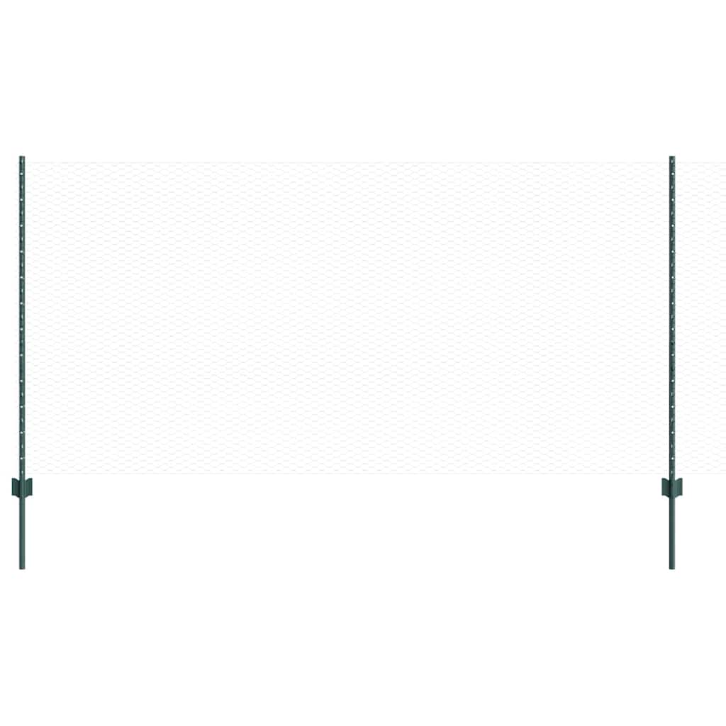Hatszögletű kerítés oszlopokkal 25 x 1,2 m PVC-bevonatos acél