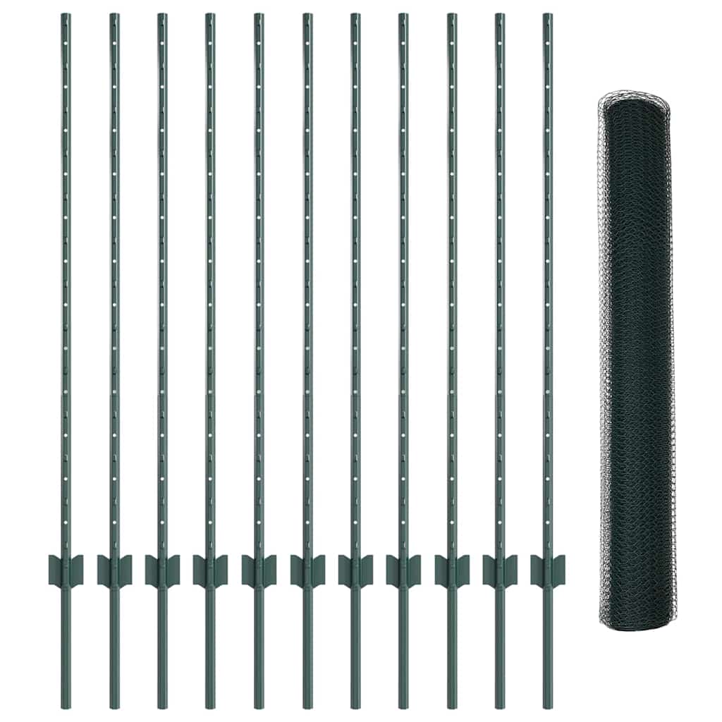 Hatszögletű kerítés oszlopokkal 25 x 1,2 m PVC-bevonatos acél
