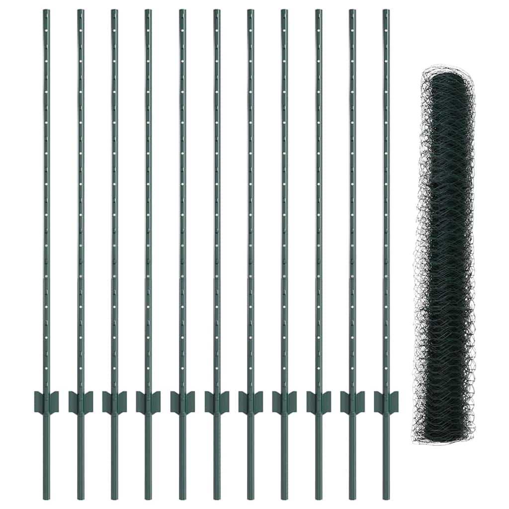 Hatszögletű kerítés oszlopokkal 25 x 1,2 m PVC-bevonatos acél