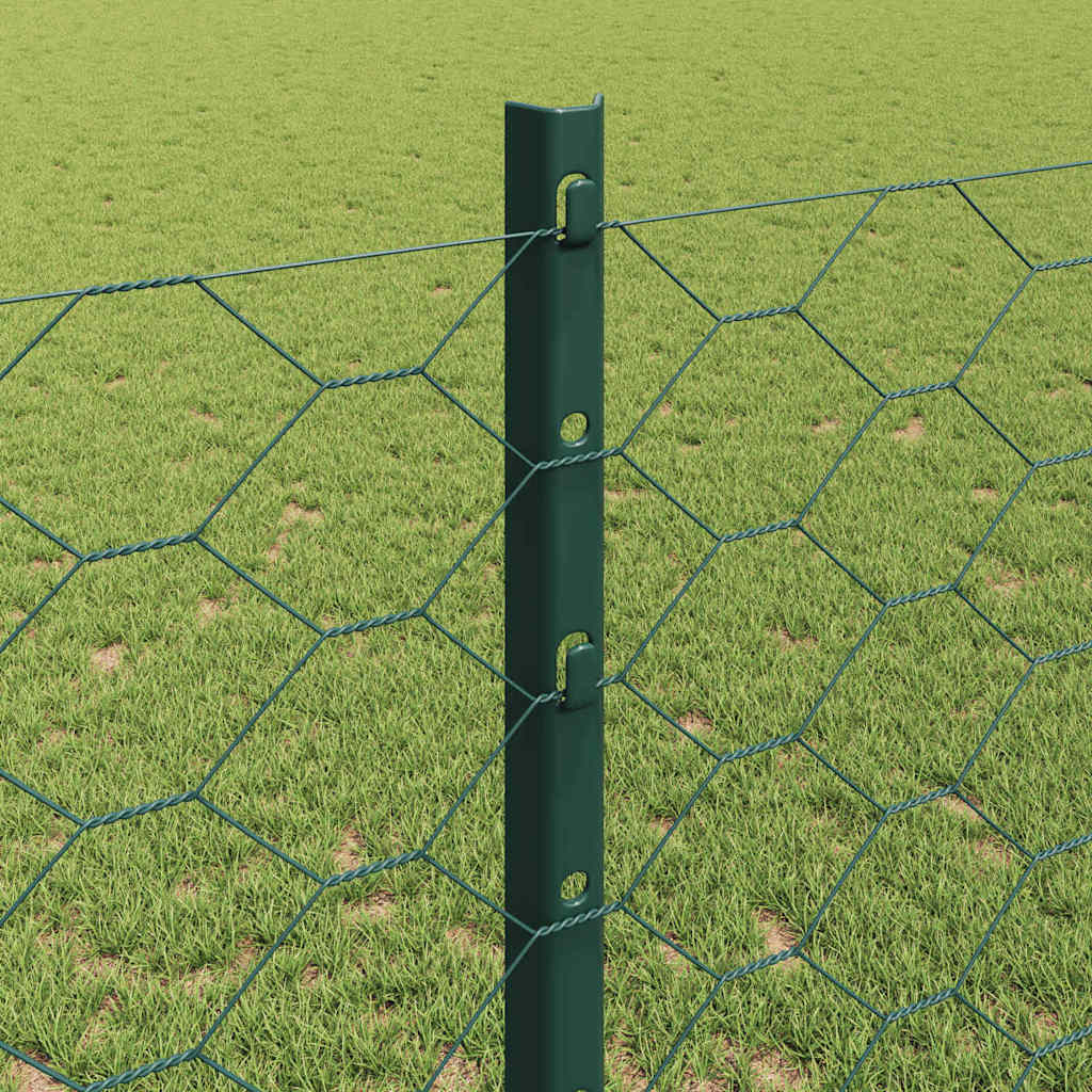 Hatszögletű kerítés oszlopokkal 25 x 1,2 m PVC-bevonatos acél