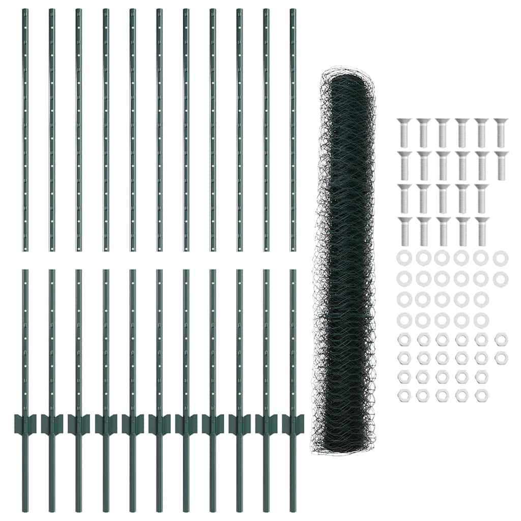 Hatszögletű kerítés oszlopokkal 25 x 1,2 m PVC-bevonatos acél