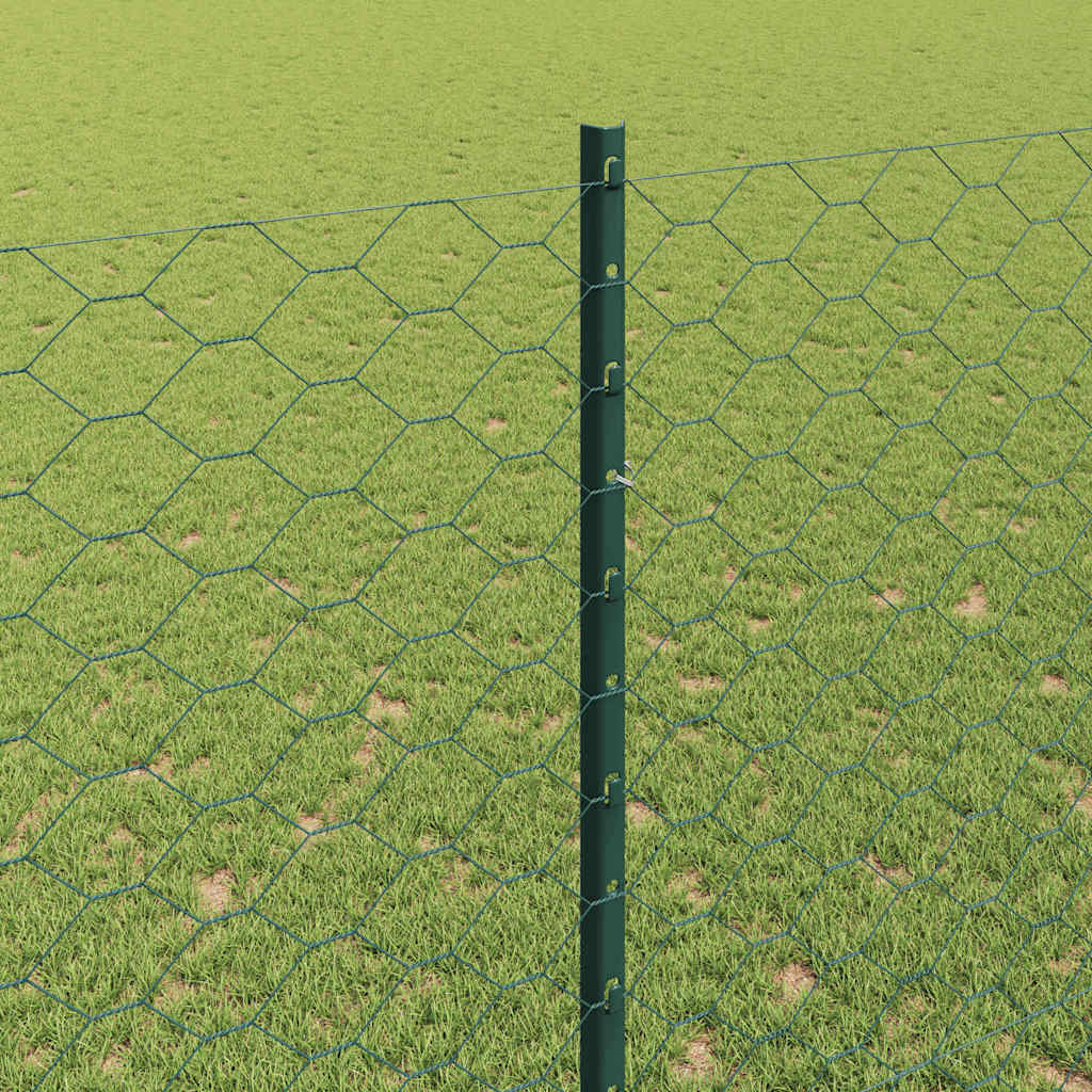 Hatszögletű kerítés oszlopokkal 25 x 1,5 m PVC-bevonatos acél