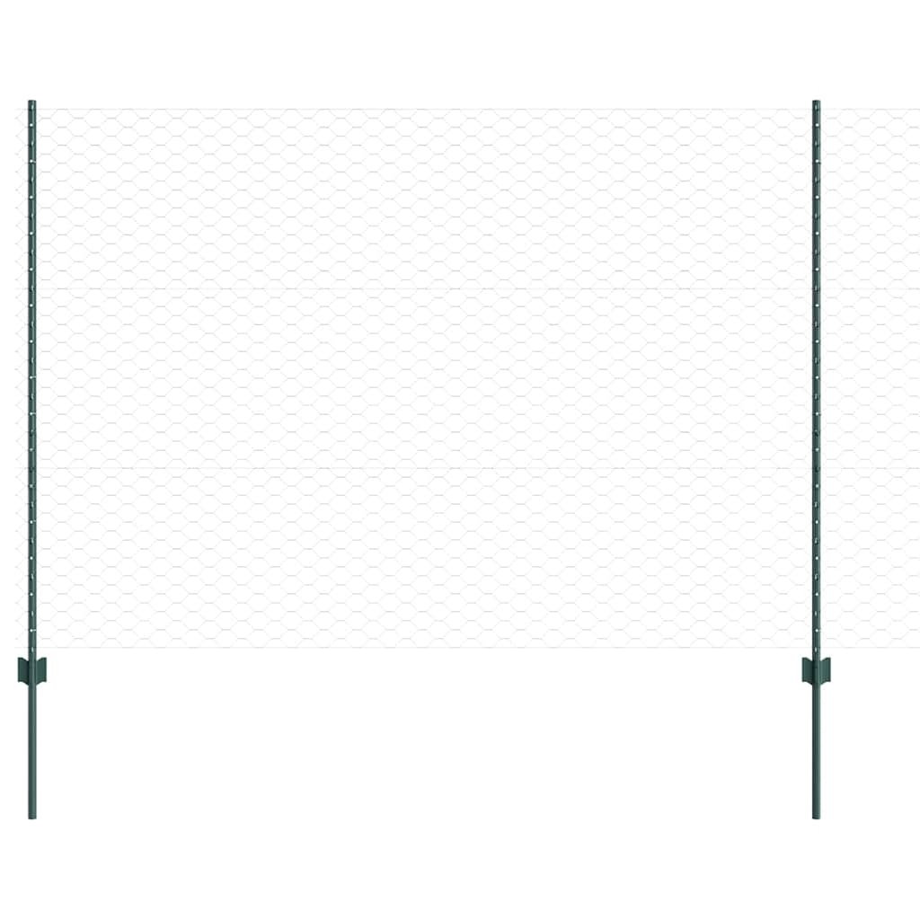 Hatszögletű kerítés oszlopokkal 25 x 1,5 m PVC-bevonatos acél
