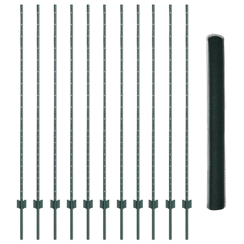Hatszögletű kerítés oszlopokkal 25 x 1,6 m PVC-bevonatos acél