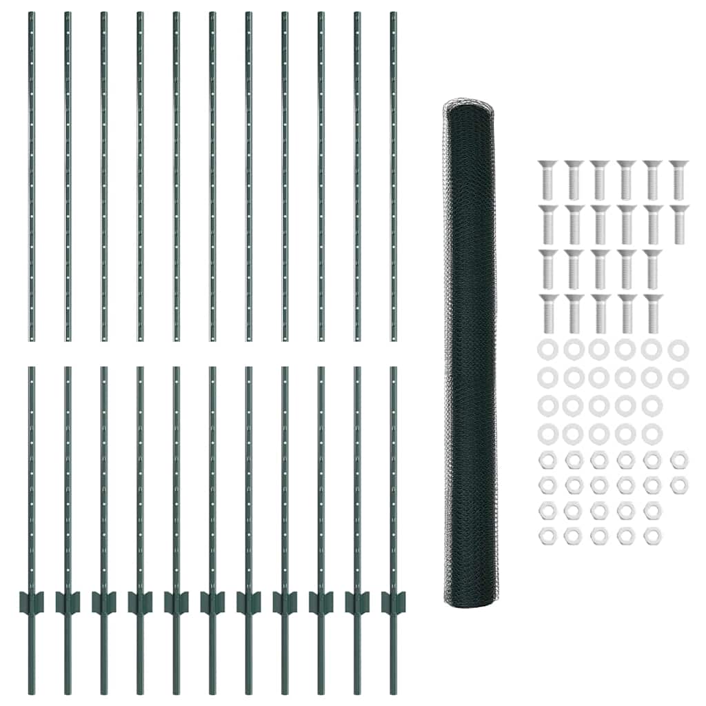 Hatszögletű kerítés oszlopokkal 25 x 1,6 m PVC-bevonatos acél