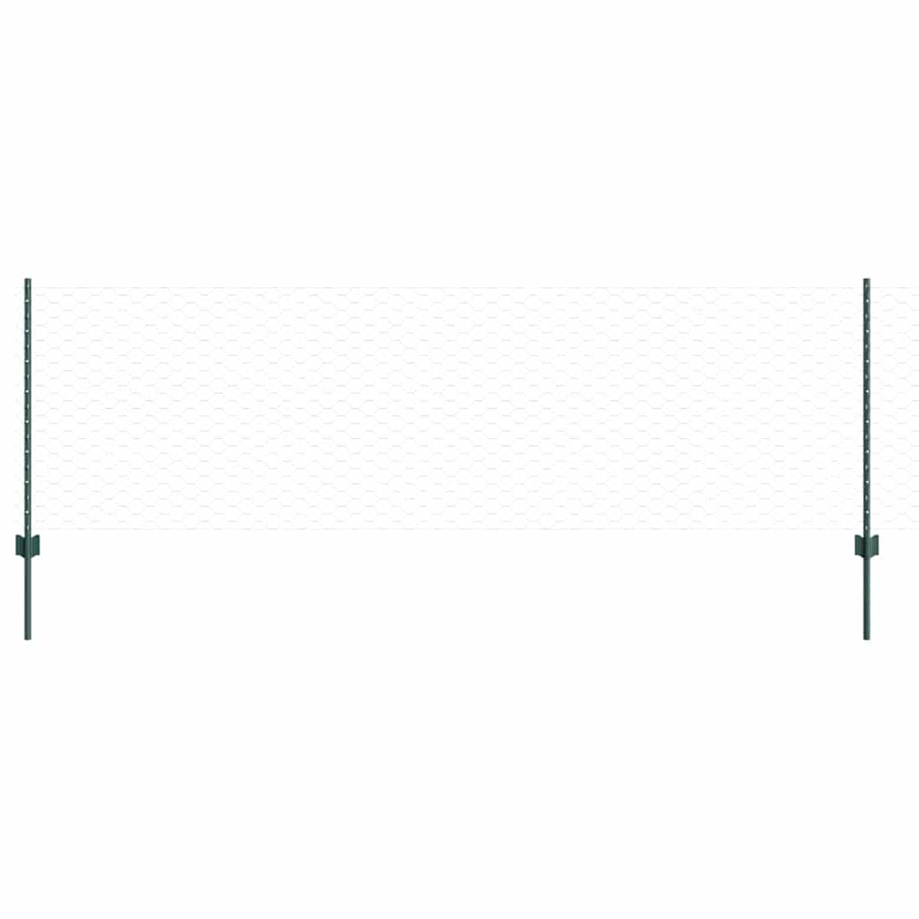 Hatszögletű kerítés oszlopokkal 50 x 0,8 m PVC-bevonatos acél
