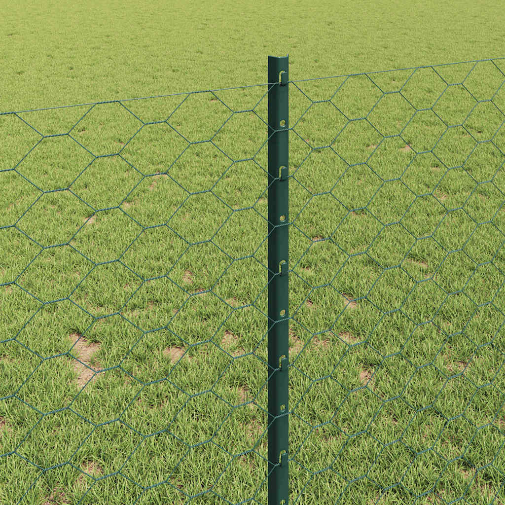 Hatszögletű kerítés oszlopokkal 50 x 1 m PVC-bevonatos acél