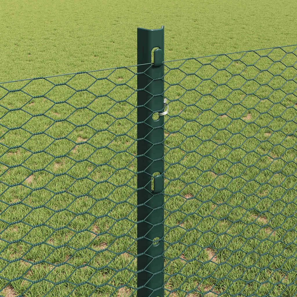 Hatszögletű kerítés oszlopokkal 50 x 1,2 m PVC-bevonatos acél