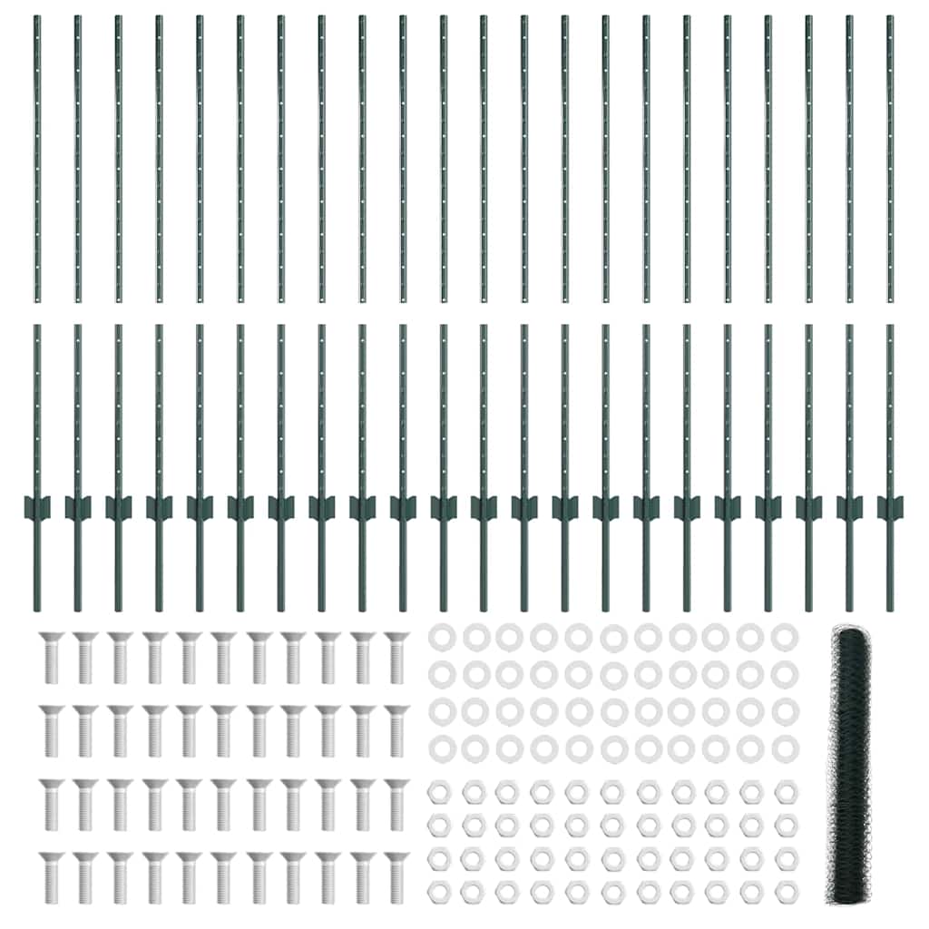 Hatszögletű kerítés oszlopokkal 50 x 1,2 m PVC-bevonatos acél