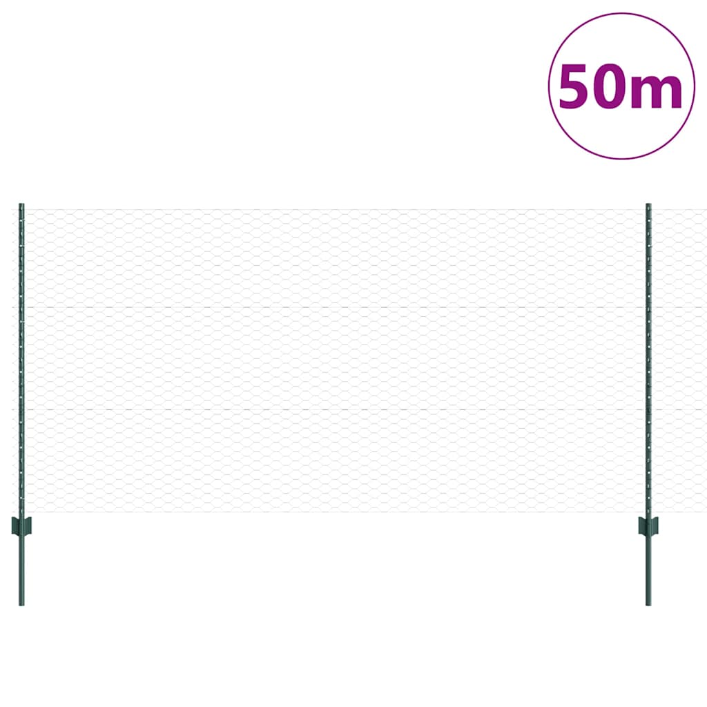 Hatszögletű kerítés oszlopokkal 50 x 1,2 m PVC-bevonatos acél