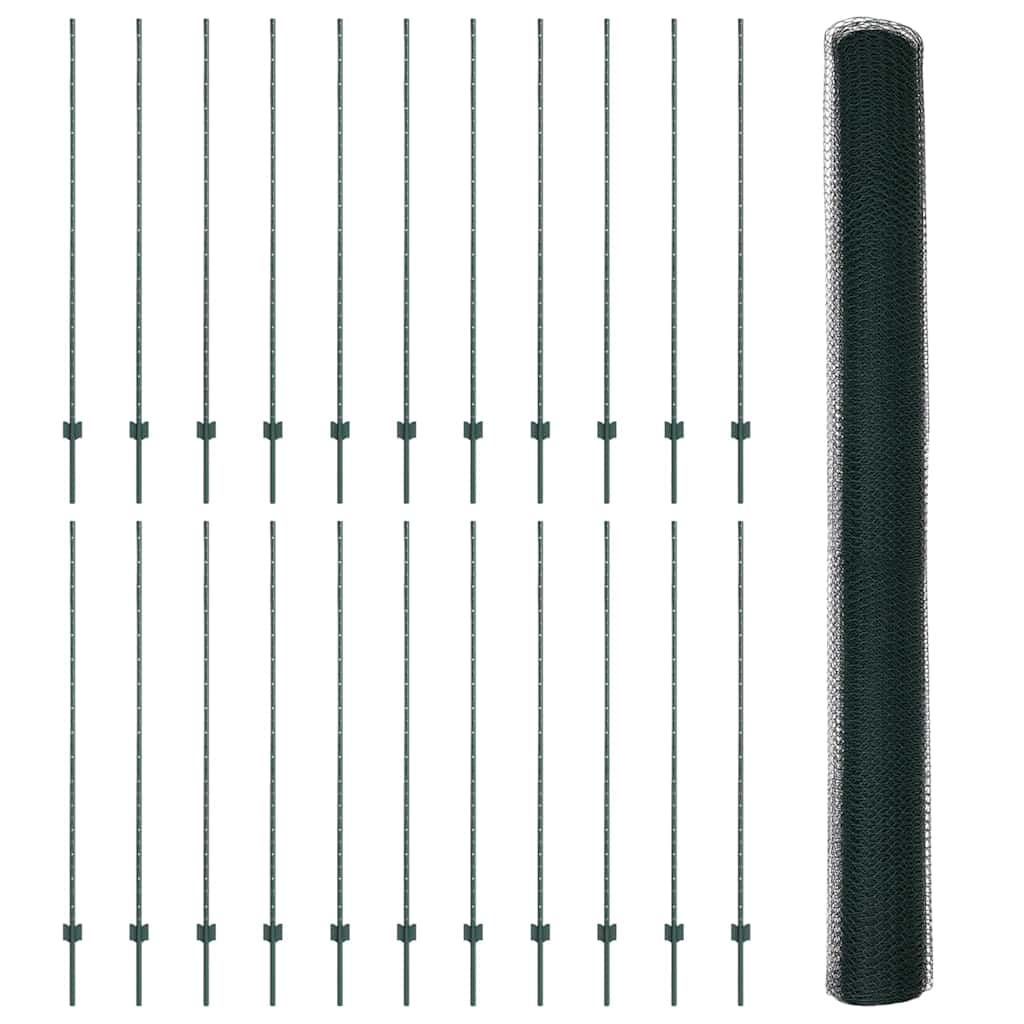 Hatszögletű kerítés oszlopokkal 50 x 1,6 m PVC-bevonatos acél