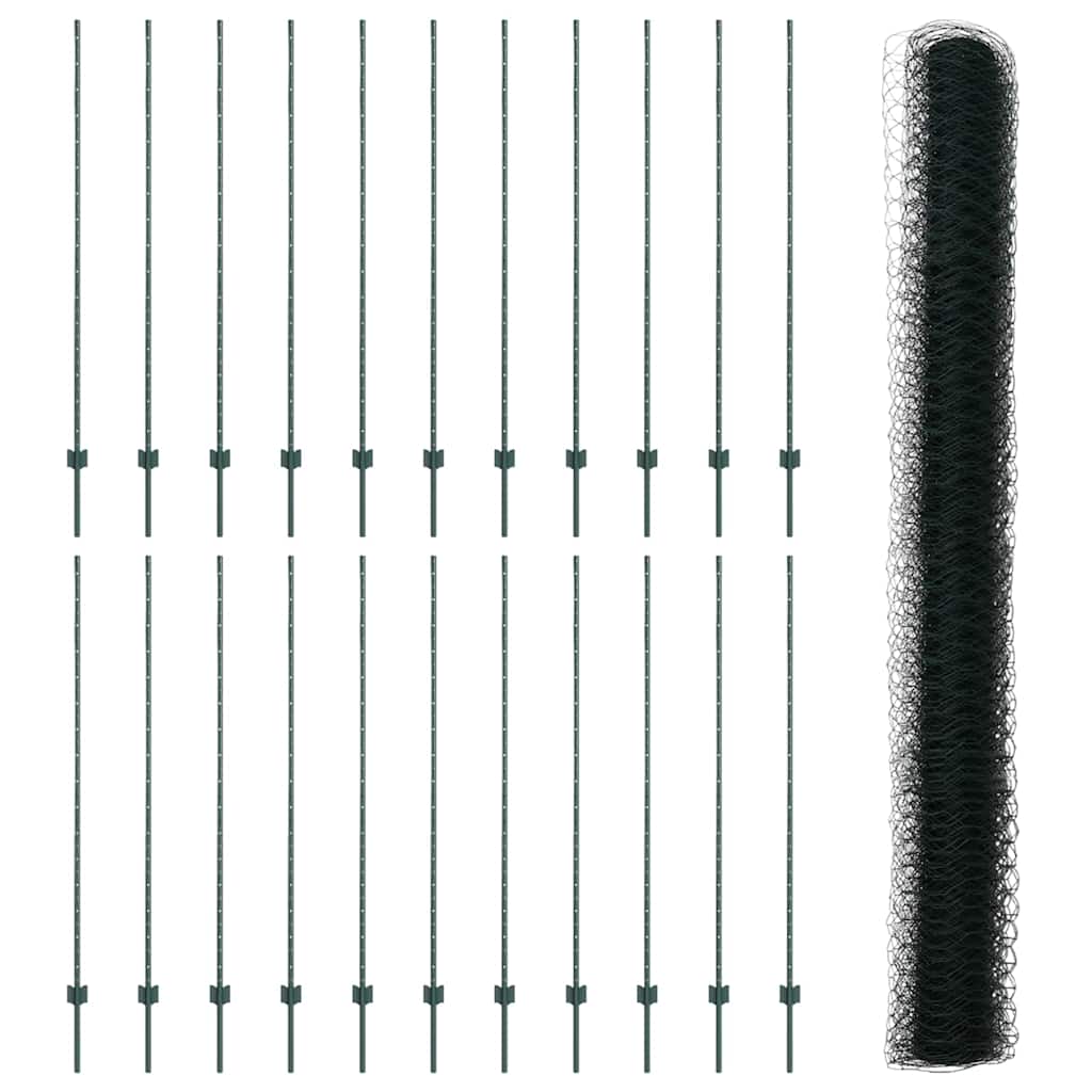 Hatszögletű kerítés oszlopokkal 50 x 1,6 m PVC-bevonatos acél