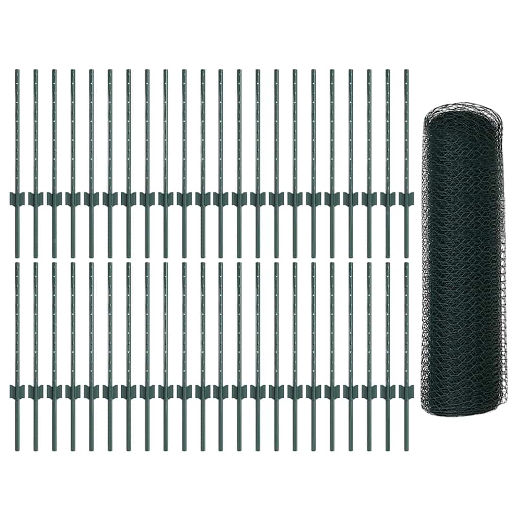 Hatszögletű kerítés oszlopokkal 100 x 0,5 m PVC-bevonatos acél