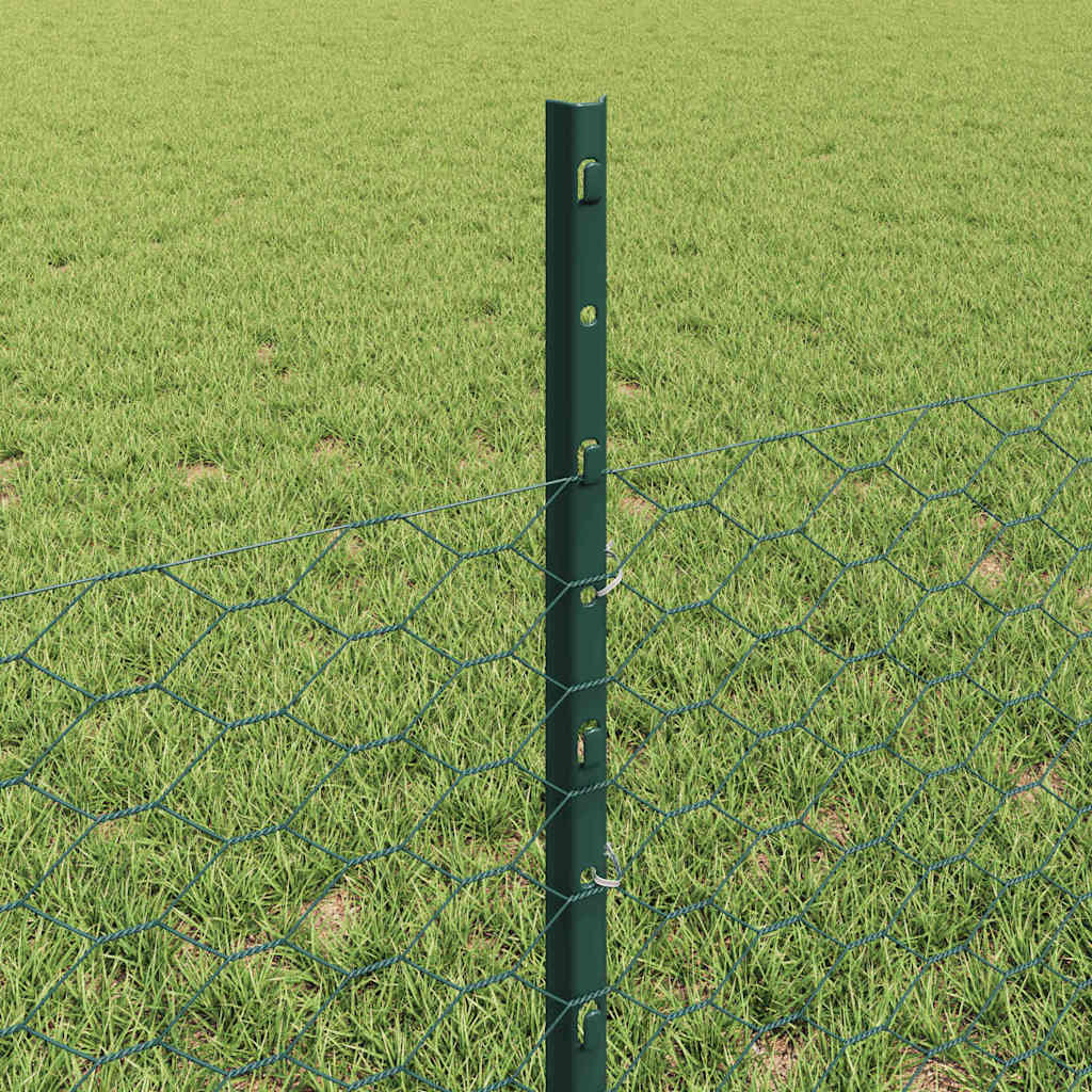 Hatszögletű kerítés oszlopokkal 100 x 0,5 m PVC-bevonatos acél