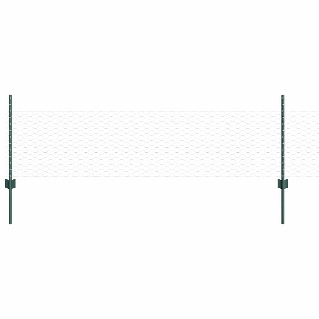 Hatszögletű kerítés oszlopokkal 100 x 0,5 m PVC-bevonatos acél