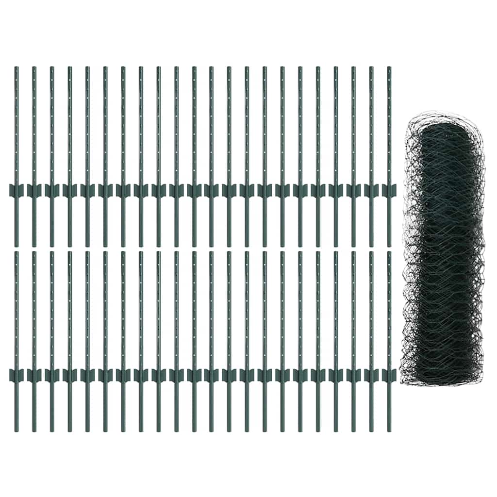 Hatszögletű kerítés oszlopokkal 100 x 0,5 m PVC-bevonatos acél