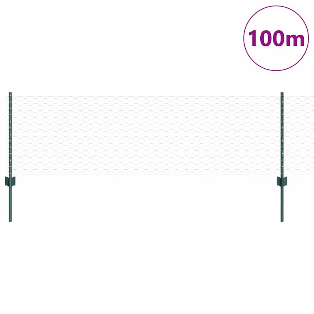Hatszögletű kerítés oszlopokkal 100 x 0,6 m PVC-bevonatos acél