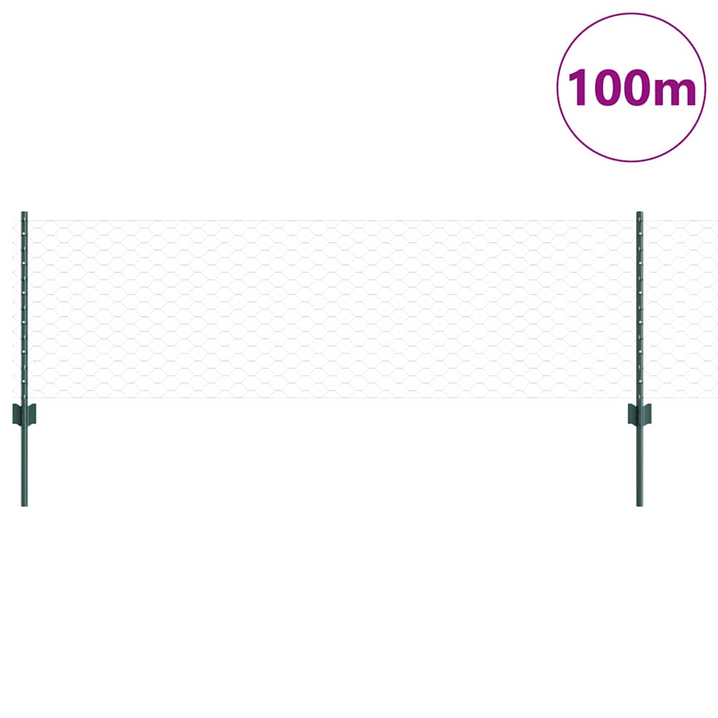 Hatszögletű kerítés oszlopokkal 100 x 0,6 m PVC-bevonatos acél