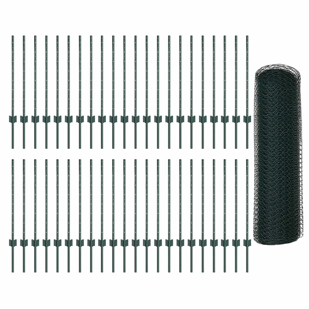 Hatszögletű kerítés oszlopokkal 100 x 0,8 m PVC-bevonatos acél