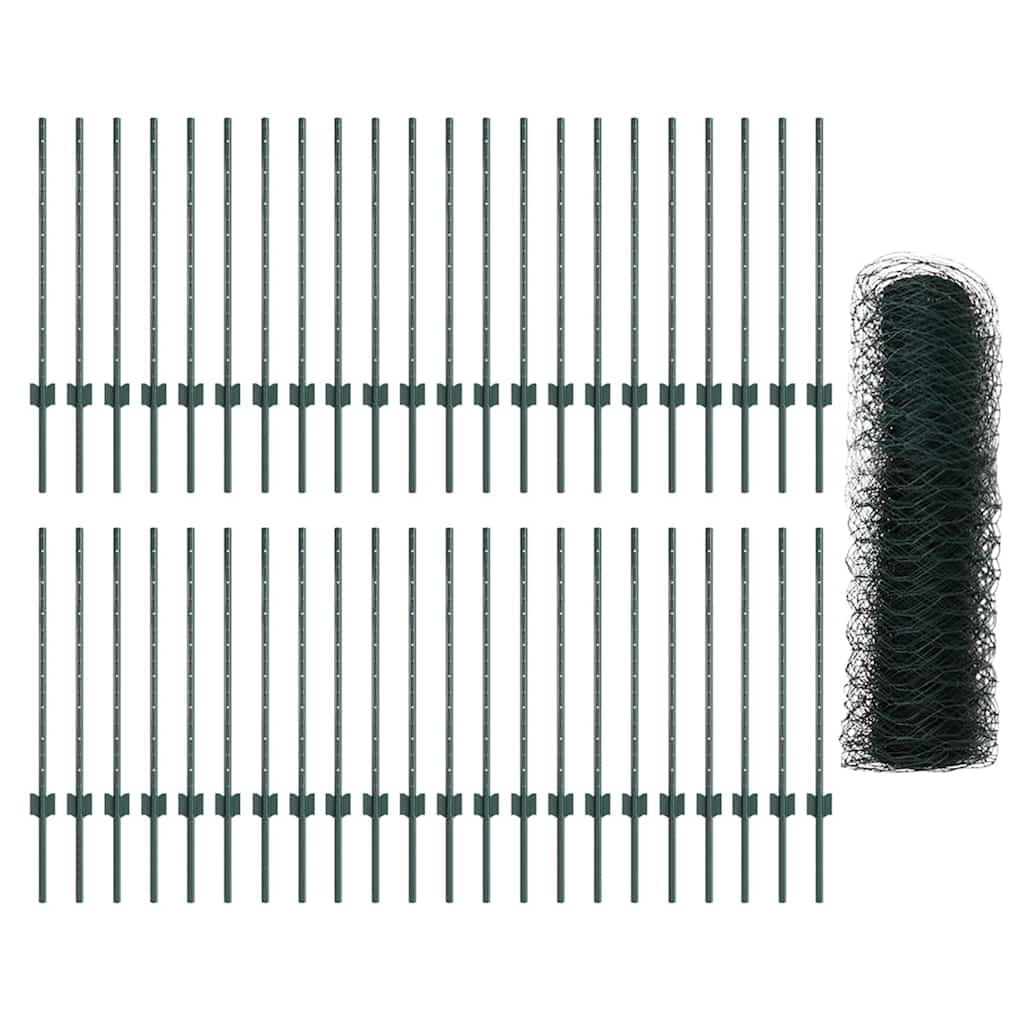 Hatszögletű kerítés oszlopokkal 100 x 0,8 m PVC-bevonatos acél