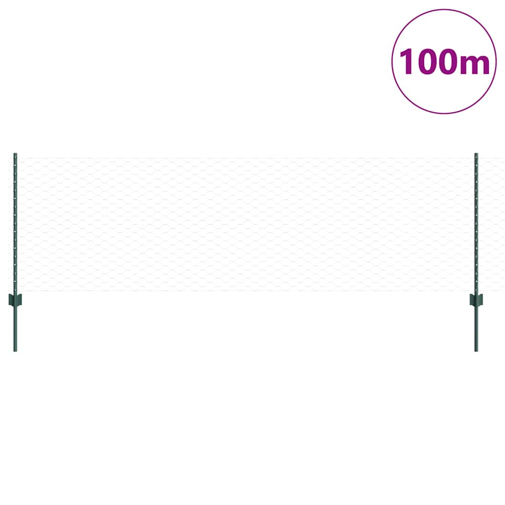 Hatszögletű kerítés oszlopokkal 100 x 0,8 m PVC-bevonatos acél