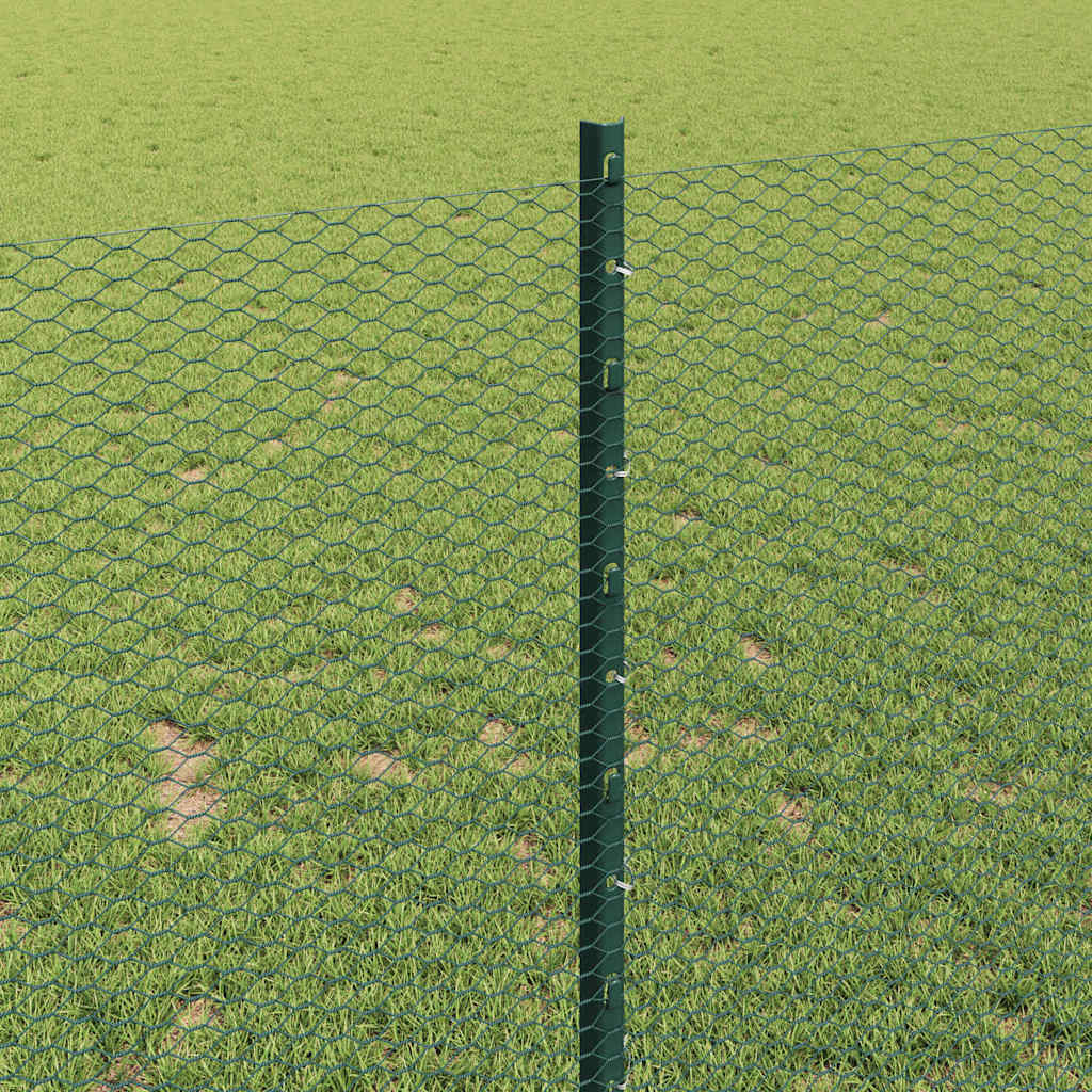 Hatszögletű kerítés oszlopokkal 100 x 1 m PVC-bevonatos acél