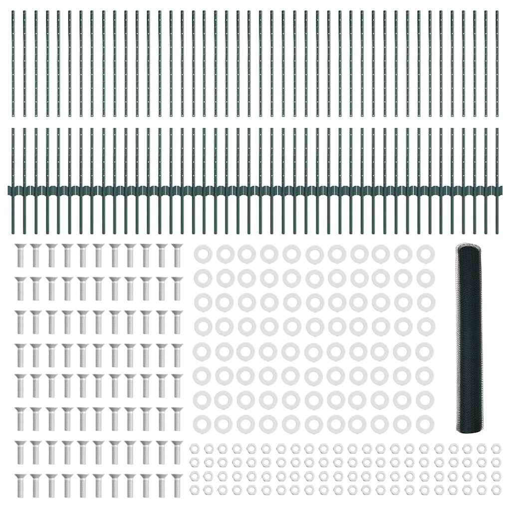 Hatszögletű kerítés oszlopokkal 100 x 1 m PVC-bevonatos acél