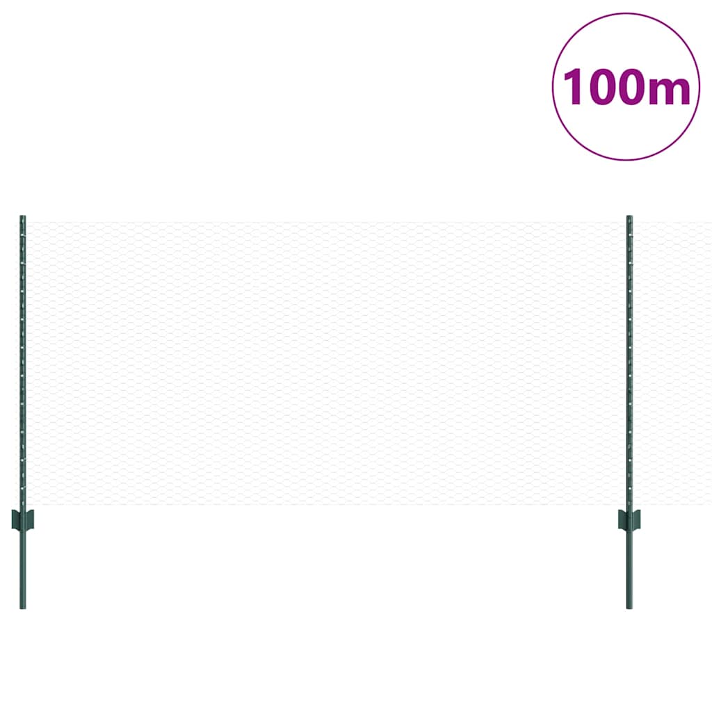 Hatszögletű kerítés oszlopokkal 100 x 1 m PVC-bevonatos acél