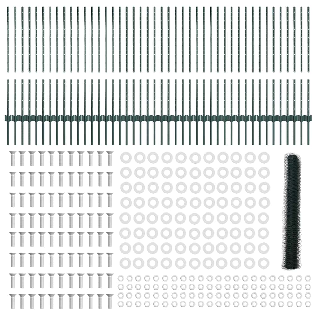 Hatszögletű kerítés oszlopokkal 100 x 1 m PVC-bevonatos acél