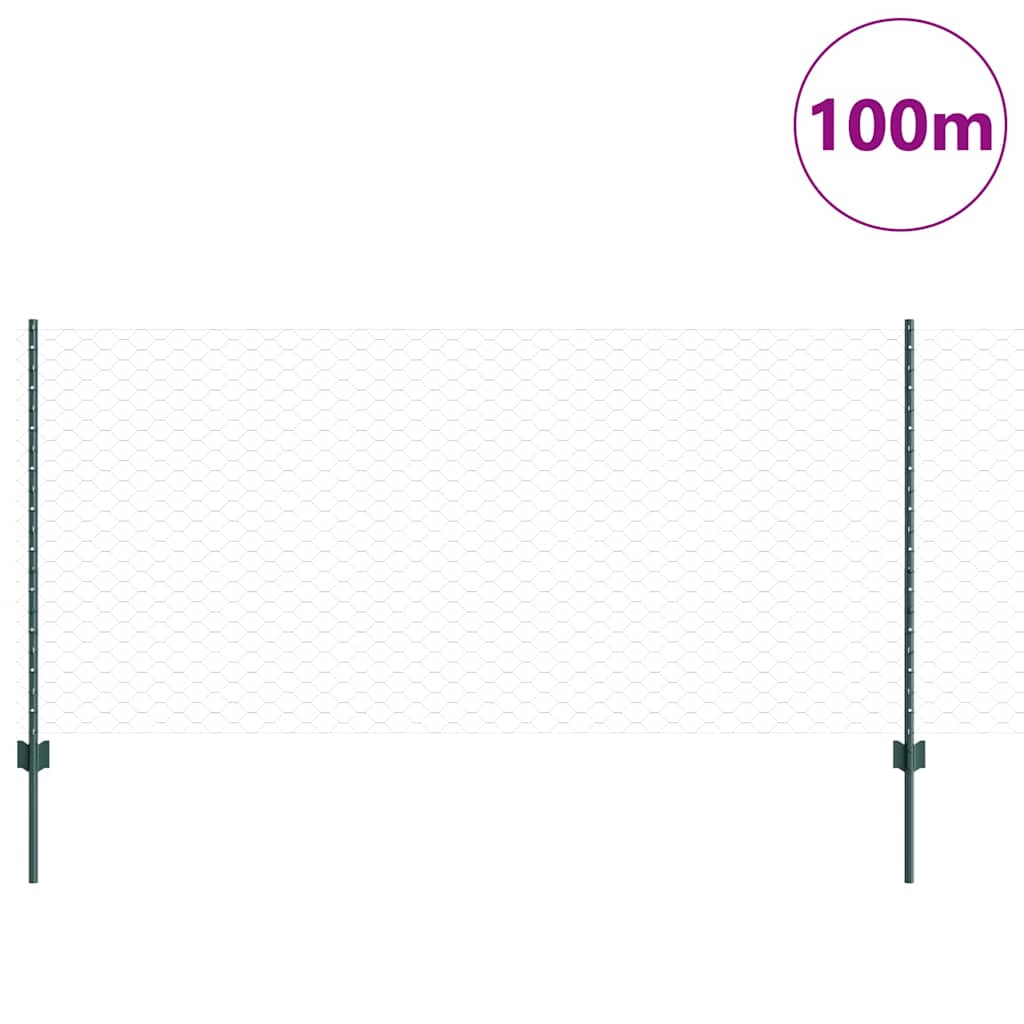 Hatszögletű kerítés oszlopokkal 100 x 1 m PVC-bevonatos acél