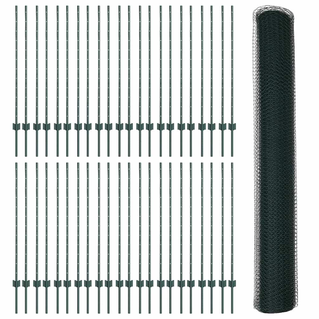 Hatszögletű kerítés oszlopokkal 100 x 1,2 m PVC-bevonatos acél